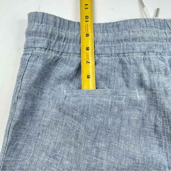 ATHLETA Women's Wide Leg 100% Linen Blue Pants Elastic Waist Zip Pockets Size 8 - Picture 10 of 11